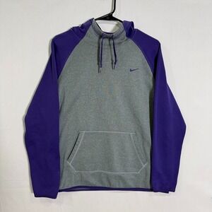 Nike Therma Fit Hoodie Sweatshirt Running Women's Large Purple Gray
